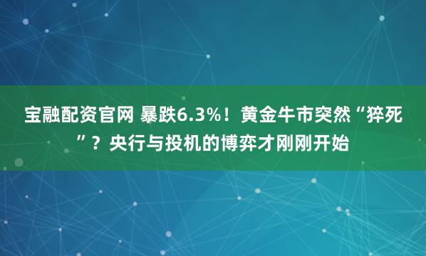 宝融配资官网 暴跌6.3%!黄金牛市突然“猝死”?央行与投机的博弈才刚刚开始